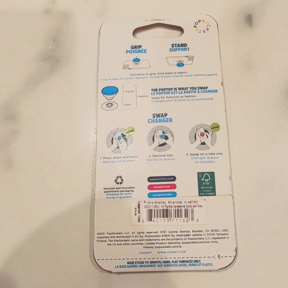 NEW - Vera Bradley PopSocket Pop Grip: Sensational Goofy and Pluto